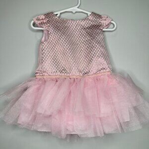 CATHERINE MALANDRINO GIRL'S SIZE 12 mo DRESS PINK & SILVER METALLIC DRESS